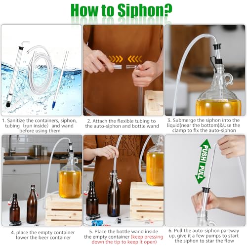 14” Auto Siphon with 12.9” Bottle Wand & 5.5FT Food-Grade Silicone, Beer Wine Siphon Racking Cane fit Liquid Transfer, Effortless Bottling Fermentation Mead HomeBrew Making