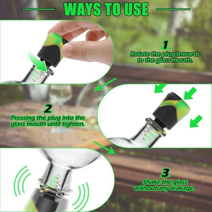 Green Piece® Six Silicone Green Cleaning plugs + stoppers Preserver Cap Airtight Bottle Plug Odor Proofing Glass, Plastic and Silicon Pieces (Pack of 2) - style: 6 Green Plugs