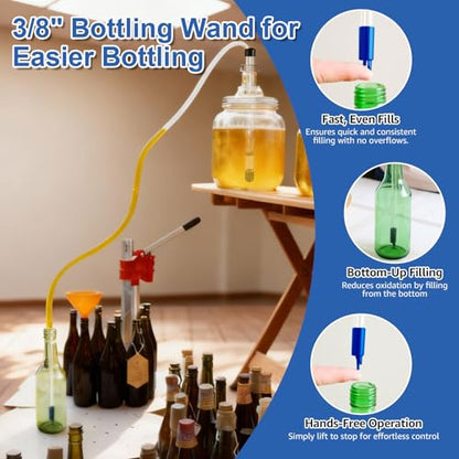 Auto Siphon Homebrew with Bottling Wand 14" Racking Siphon Wine Transfer Pump with Food-Grade Transfer Hose and Clamps, Siphoning Kit for Wine, Beer, Mead - Beer Brewing Equipment