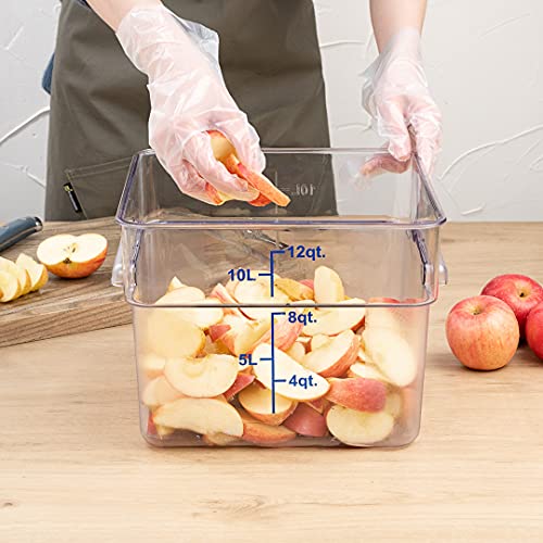 Restaurantware Met Lux 12 Quart Brine Buckets 10 Square Marinating Containers - With Volume Markers Built-In Handles Clear And Blue Plastic Dough Rising Buckets Freezer-Safe Lids Sold Separately - size: 12 Quarts, style: 10 Count