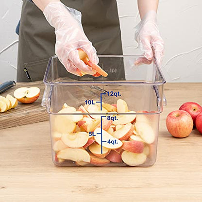 Restaurantware Met Lux 12 Quart Brine Buckets 10 Square Marinating Containers - With Volume Markers Built-In Handles Clear And Blue Plastic Dough Rising Buckets Freezer-Safe Lids Sold Separately - size: 12 Quarts, style: 10 Count