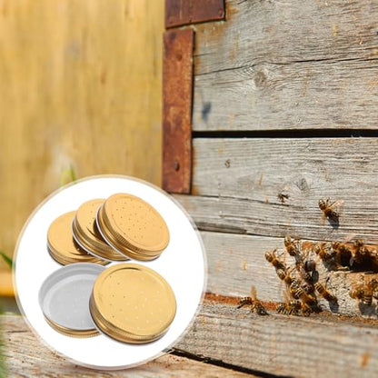 Toyvian 5pcs Beehive Water Feeder Lids with Ventilation Discs Bee Entrance Feeder Tool for Beekeeping Feeding Station Iron Cover Compatible with Standard Hive Entrances