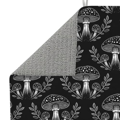 Mushrooms Leaves Plants Dish Drying Mats for Kitchen Counter, Super Absorbent Microfiber Drainer Pad, Washable Reversible Appliance Protector, Everyday Kitchen Must-Have, 16x18 Inch - color: Mushrooms Leaves Plants
