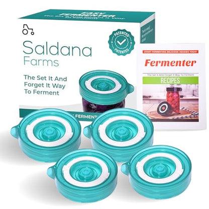 Fermentation Lids Refill Pack, Mason Jar Airlock Lid Kit, Fermenting Lids for Wide Mouth Mason Jars, Kimchi, Pickle, and Sauerkraut Fermentation, Pack of 4