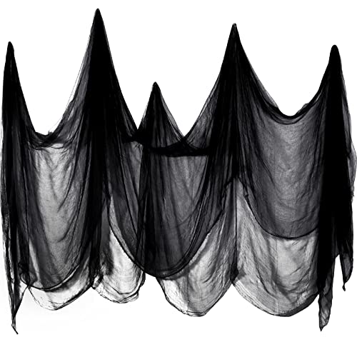 Boao Halloween Cheese cloth 39.37 x 393.7 Inch Black Cheesecloth Roll for Crafts Large Cotton Muslin Gauze Fabric for Halloween Outdoor & Indoor Spooky Decoration - color: Black, size: 39.37 x 393.7 Inch