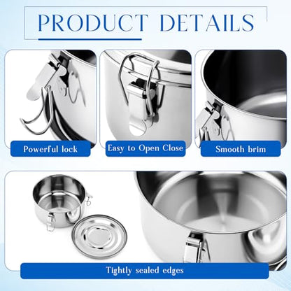 4 Pcs Stainless Steel Bento Box Bulk 54 oz Reusable 304 Stainless Steel Food Storage Containers with Lockable Clips to Leak Proof, Dishwasher Safe - size: 54 oz