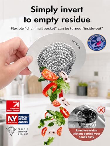Sink Strainer with Stopper, Wokdada Revolutionary Clog-Free Food Catcher for Garbage Disposal - color: Gray Silver