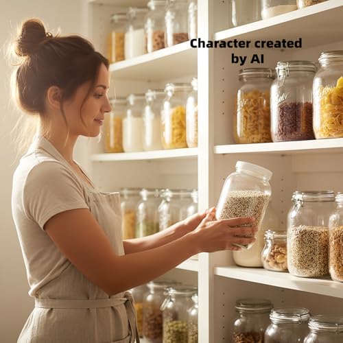 1 Gallon Glass Jars with White Lid 2 Pcs,128oz Extra Wide Mouth(11cm/4.33in) Glass Storage Jars, Plastic Lids with Silicone Rings, for Food Storage,Curing, Fermentation and Preservation