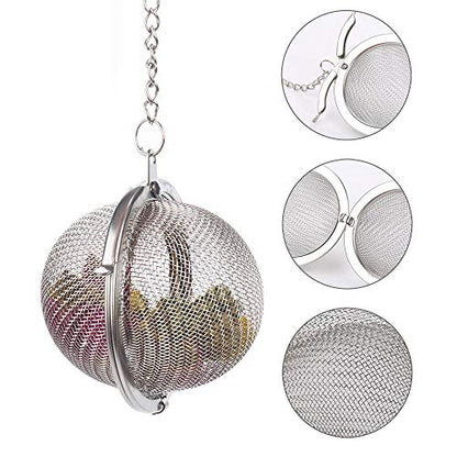 2Pcs Stainless Steel Tea Infuser Strainer, 2.04 Inch Metal Fine Mesh Tea Spice Ball for Loose Leaf Tea, Tea Filter with Chain Hook, Tea Interval Diffuser for Spices, Seasonings