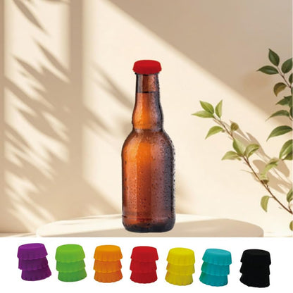 24 PCS Silicone Rubber Bottle Caps in 8 Colors – Reusable Beer, Soda & Wine Bottle Seals for Home Brewing and Kitchen Use