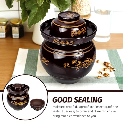 Ceramic Pickle Jar 5.5lb Traditional Chinese Style Fermentation Crock with Sealed Lid Vegetable Fermenting Sauerkraut Container for Home Kitchen Storage Color Color