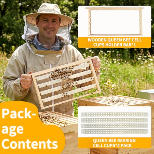 Beekeeping Queen Cell Cup Holder Frame Bar Set Double Row Royal Jelly Storage Strips for Beekeeping