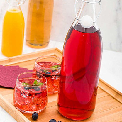 Restaurantware-34 Ounce Swing Top Glass Bottles, 10 Airtight Seal Glass Bottles With Swing Top Lids - Large, Resealable, Clear Bottle, For Sodas, Kombuchas, Juices - size: 34 oz