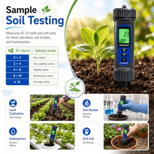 4-in-1 Digital pH Meter for Food – Professional pH/EC/TDS/Temp Tester with Probe for Sourdough, Cheese, Meat & Liquid – High Precision, ATC & Backlit LCD