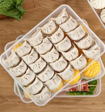 4pcs Dumpling Box Containers for FridgeLarge Plastic Container Flat Storage Bins StackableFood Storage Containers Refrigerator Box DumplingCase Kitchen Supply Tray Fruits, Vegetables, Meat and More