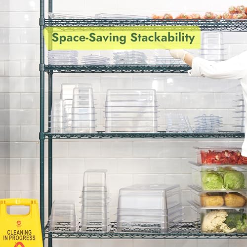 CURTA 6-Pack 1/4 Size 6" Deep NSF Polycarbonate Food Pans with Handled Lids & Drain Trays | Dishwasher & Freezer Safe Clear Container for Prep Tables, Buffet, Salad Bar, Commercial & Home Kitchen - color: 1/4 Size, size: 6" Deep Pan with Lid