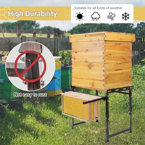 Upgrade Metal Hive Stand, Beehive Stand(Patent Pending) | Adjustable Height 15.5” - 21” & Width 15.5” - 25”, UV Resistant & Easy to Upgrade, Assemble Bee Stand for Beekeeping