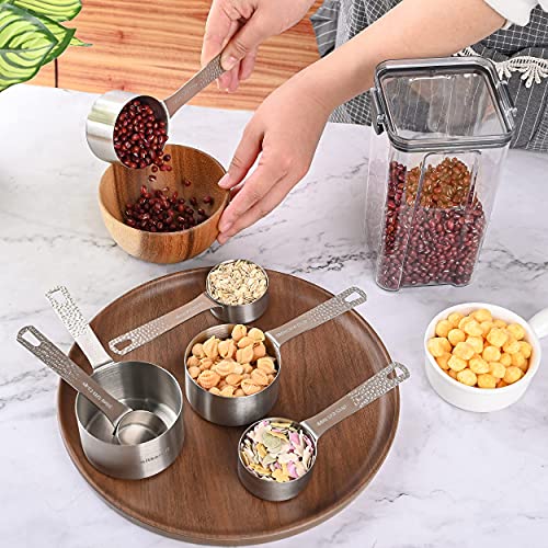 Measuring Cups and Spoons Set of 14, 18/8 Stainless Steel Measuring Cups Spoons Set, 6 Measure Cups and 7 Measure Spoons with Leveler - color: B: Siliver-cups+spoons