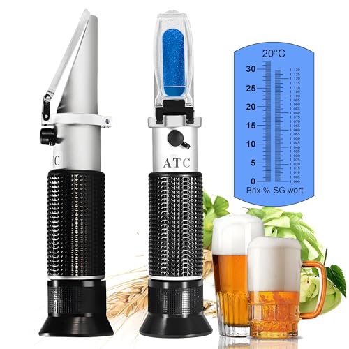 Beer Wort Refractometer,V-Resourcing Brix/Specific Gravity Refractometer for Beer Brewing, Dual Scale(Brix 0-32%, SG Wort 1.000-1.130) - color: Beerbrew Refractometer(Brix & SG Wort)