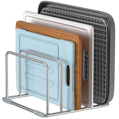 Cutting Board Holder Stand, Chopping Board Organizer Rack with 304 Stainless Steel, Cookie Sheet Storage Organizer, 1.0 & 1.2 Inch Wide Slots (1 Pack) - size: 1.0 & 1.2 in Slots - 1 Pack