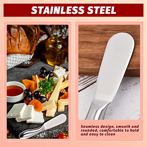 Butter Knives 4 Pieces Stainless Steel Cheese Butter Spreader Knife Set for Cold Butter, Cream Cheese, Jam, Pastry, Charcuterie, Multipurpose Kitchen Gadgets - color: Silver04