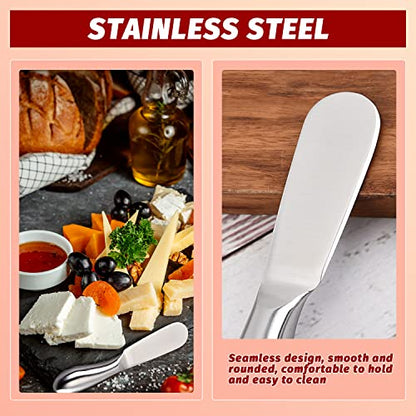 Butter Knives 4 Pieces Stainless Steel Cheese Butter Spreader Knife Set for Cold Butter, Cream Cheese, Jam, Pastry, Charcuterie, Multipurpose Kitchen Gadgets - color: Silver04