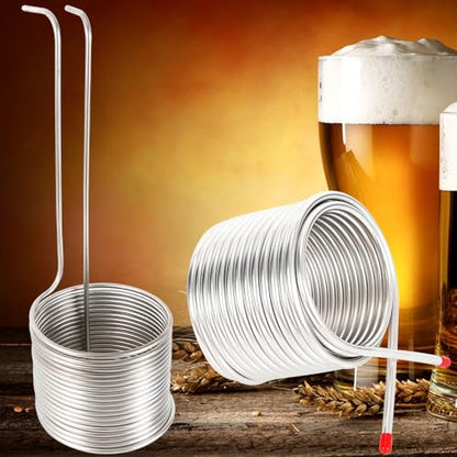 Stainless Steel Wort Chiller, 12.7Qt Double Layer Immersion Beer Cooling Coil 304 Food Grade Home Brewing Cooling Pipe with 0.5mm Thickness Immersion Wort Chiller for Homebrew Beer Wine Wort Cooling