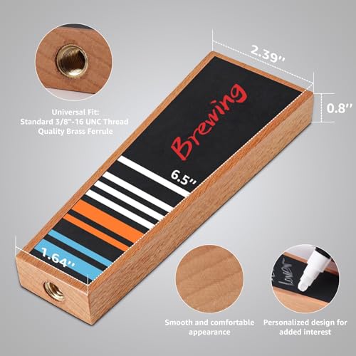 Wooden Tap Handles Beer Tap Handle Chalkboard tap Handle for kegerator, keg tap Handles & Markers - Nice Gift for homebrewers, Bars, Restaurants & Weddings - Pack of 4 - size: 4 PCS