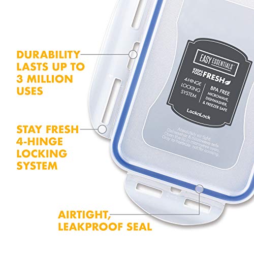LOCK & LOCK Easy Essentials Plastic Food lids/Pantry Storage/Airtight containers, BPA Free, Square-11 Cup-for Sugar, Clear (Pack of 2) - size: Square - 88 Ounce (Pack of 2), style: 11 Cup