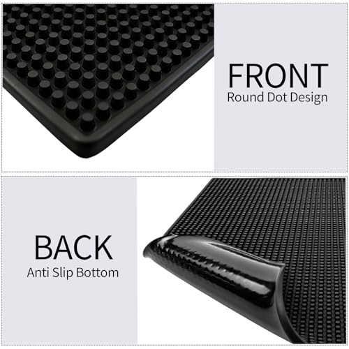 2 Pack Rubber Bar Mats for Countertop, 18" x 12" Dish Drying Spill Mat, Coffee Bar Mats Accessories for Cocktail Service in Bartending, Home, Kitchen, Restaurants, Black