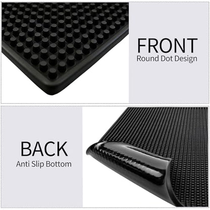 2 Pack Rubber Bar Mats for Countertop, 18" x 12" Dish Drying Spill Mat, Coffee Bar Mats Accessories for Cocktail Service in Bartending, Home, Kitchen, Restaurants, Black