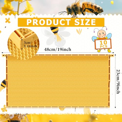 DoubleFill 10 Pack Plastic Beehive Frames and Wax Foundations All in One Bee Hive Frames with Beeswax Coated Foundations Bee Frames Beekeeping Frames for Deep Brood Bee Hives 9 1/8 Inches(Yellow) - color: Yellow