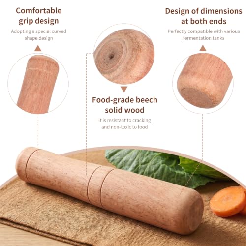 PRETYZOOM 7-Inch Wooden Kimchi Sticks Food Pounder for Mason Jar Fermentation Sauerkraut Cabbage Masher Kitchen Tool
