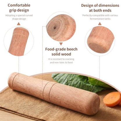 PRETYZOOM 7-Inch Wooden Kimchi Sticks Food Pounder for Mason Jar Fermentation Sauerkraut Cabbage Masher Kitchen Tool