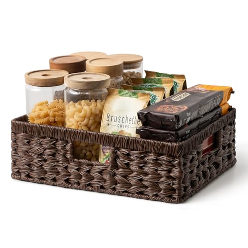 GRANNY SAYS Wicker Storage Basket for Shelves, Wicker Basket for Organizing, Decorative Basket, Woven Basket for Pantry Storage, Brown, 1-Pack - color: Brown, size: 15¼"L x 11¾"W x 4¾"H