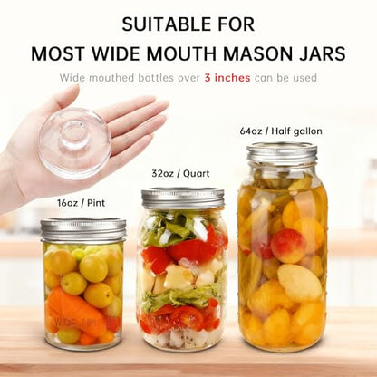 3Pcs Fermentation Glass Weights for Wide Mouth Jars - Pickle Bottles with Sealing Lids for Efficient Fermenting - Durable, Transparent Fermenting Lids and Weights for Sauerkraut, (B Flower) - size: B Flower