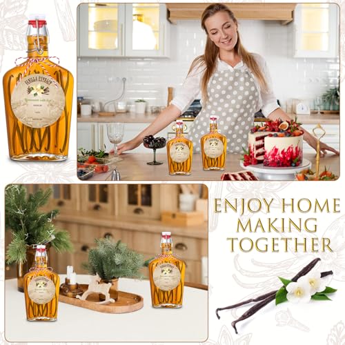 Uiifan 2 Pack 12 oz Vanilla Extract Bottles with Swing Top Flask Whiskey Pocket Clear Glass Flask for Homemade Vanilla Extract Lemon Kombucha Water Apply Christmas Wedding Gift (Clear) - color: Clear, size: 12oz