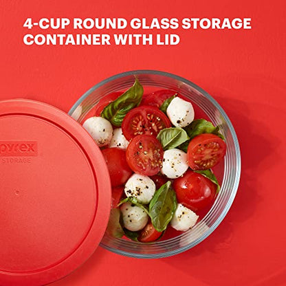 Pyrex Simply Store Glass Food Storage Container, Snug Fit Non-Toxic Plastic BPA-Free Lids, Freezer Dishwasher Microwave Safe, 4 Cup (Pack of 4) - size: 4 Cup (Pack of 4)
