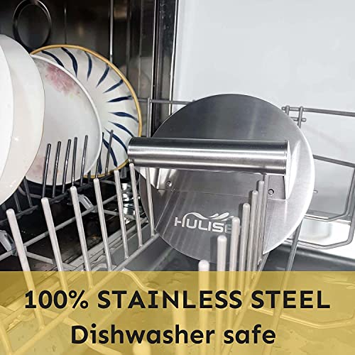 HULISEN Stainless Steel Burger Press, 6.2 inch Round Burger Smasher, Professional Griddle Accessories Kit, Grill Press Perfect for Flat Top Griddle Grill Cooking - size: 6.2 inch