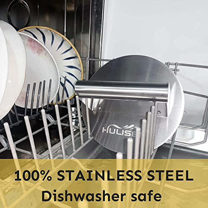 HULISEN Stainless Steel Burger Press, 6.2 inch Round Burger Smasher, Professional Griddle Accessories Kit, Grill Press Perfect for Flat Top Griddle Grill Cooking - size: 6.2 inch