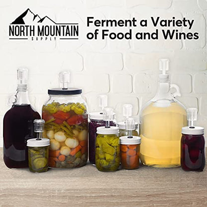 North Mountain Supply 2-Piece Airlocks for Fermentation - Airlocks for Wine Making, Brewing Beer, and Fermenting Foods - 6 Pack