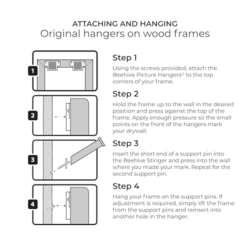 Beehive Picture Hangers | 50 Pcs Picture Hanging Hardware Kit | Fully Adjustable | for Wood Frames and Canvases on Drywall | 20 lb Capacity | Hangs 6 Frames - size: 12 Pack (Original), style: For hanging wood frames, canvases and artwork in homes, offices