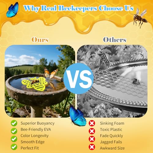Floating Bee Island Watering Station - 5 Pack, Bee-Friendly EVA Foam, No Sinking, Drowning-Proof, Fade-Proof, Pre-Cut, Birdbath, Pools & Garden Hydration Solution for Pollinators (6.3 Inch) - size: Bee