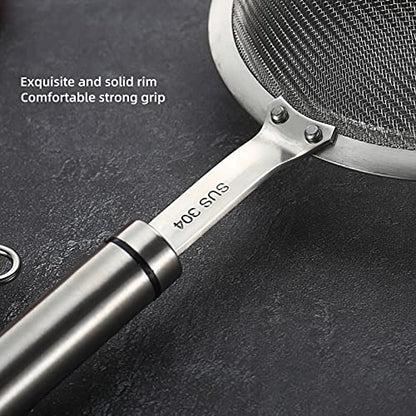 304 Stainless Steel Fine Mesh Strainers for Kitchen, Colander-Skimmer with Handle, Sieve Sifters for Food, Tea, Rice, Oil, Noodles, Fruits, Vegetable 5.51 inch Medium - size: 5.51 inch Medium