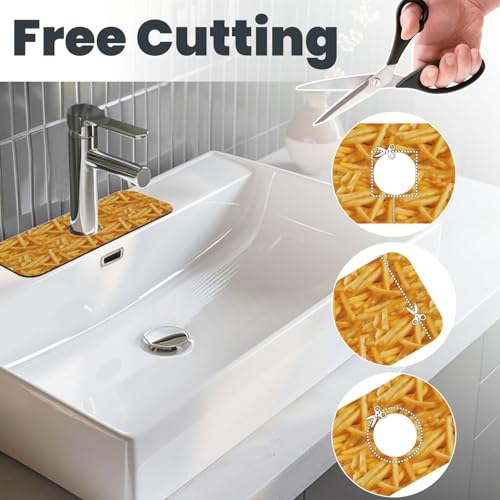 Fries Faucet Mat For Kitchen Sink, Absorbent Countertop Protector, Quick Dry Sink Splash Guard Pad, Waterproof Draining Mat 15" X 5.5" - color: Style 1