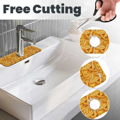 Fries Faucet Mat For Kitchen Sink, Absorbent Countertop Protector, Quick Dry Sink Splash Guard Pad, Waterproof Draining Mat 15" X 5.5" - color: Style 1