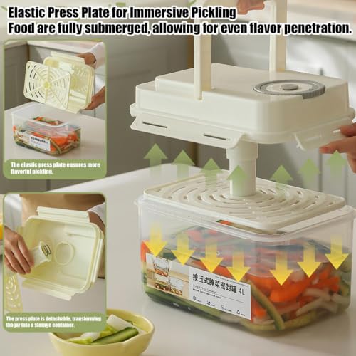 Fermentation Container - Adjustable Inner Lid, Manual Degassing Vegetable Maker, Anaerobic Sauerkraut Maturation Tank, 4L Plasticc Brine Sealing Tub | Traditional Alternative for Chefs & Fermenters