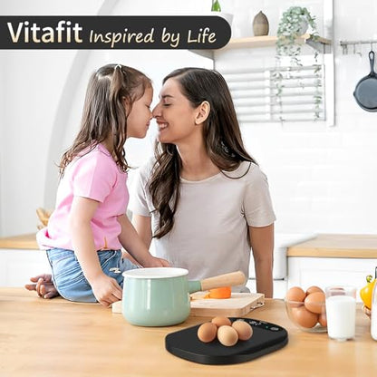 Vitafit 33lb/15kg Digital Food Scale in High Precision 0.1oz/1g, Our Own Kitchen Scale Professional Factory Since 2001, Home and Kitchen Essentials for Cooking and Baking, LED, 3*AAA Batteries, Black - color: Black