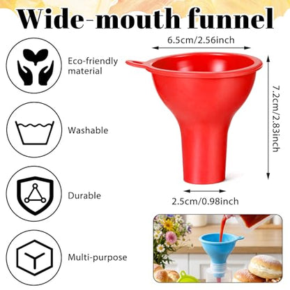 4 Pcs Wide Mouth Funnels for Filling Small Bottles, Kitchen Silicone Funnels Flexible Condiment Sauce Canning Funnel for Filling Oil Water Bottles Jars