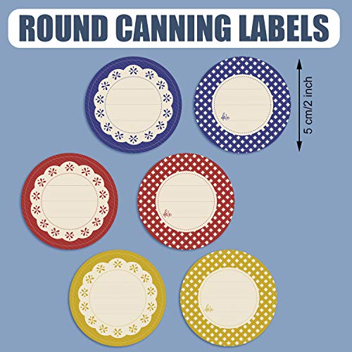 Outus 240 Pieces Canning Labels for Mason Jars 2 Inch Round Shaped Stickers Jar Lid Sticker Multicolor Meal Label for Back to School Supplies Home Glass Bottle Canned Kitchen Organization